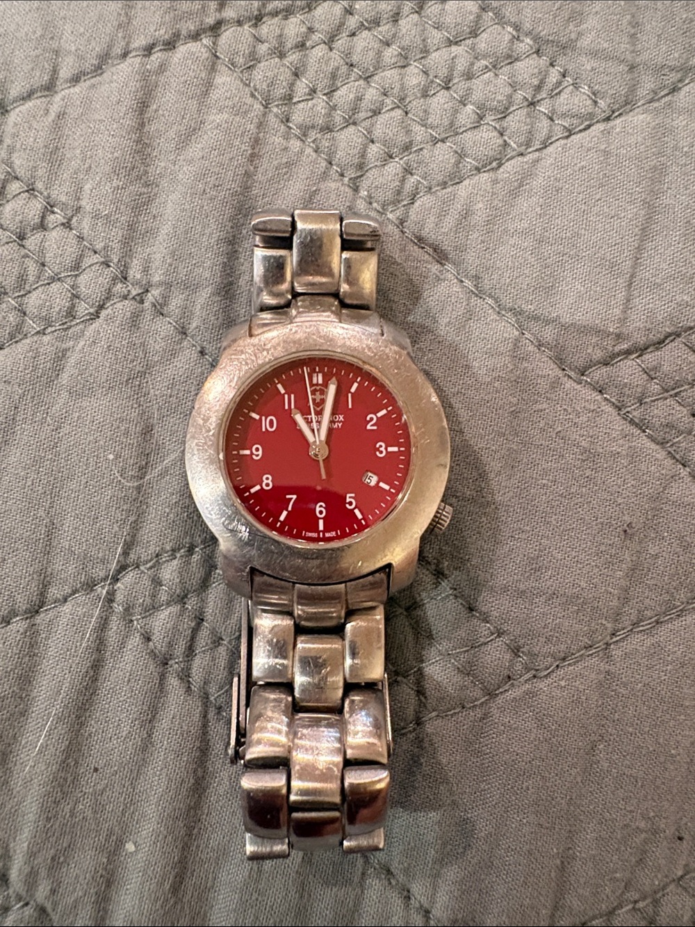 Victorinox Swiss Army Red Dial Stainless Steel Women's Watch